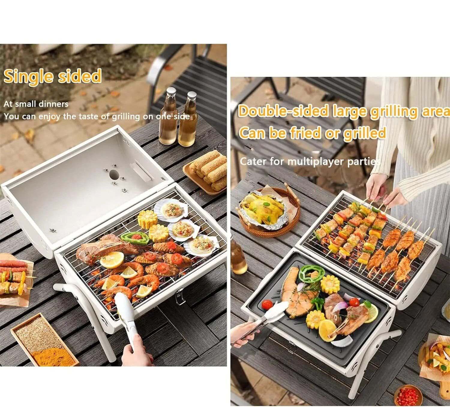 Portable charcoal grill with smoker